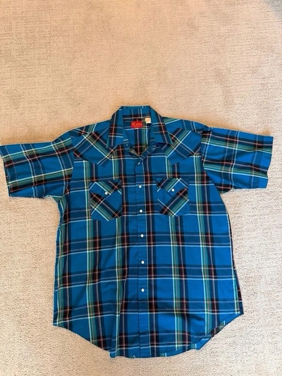 Express Other - Express Men’s Teal Blue Plaid Short-Sleeve Button-Down Shirt